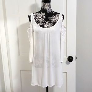 🌞Mandarin Blue Resortwear🌞 - White Cold Shoulder Cover-Up Dress